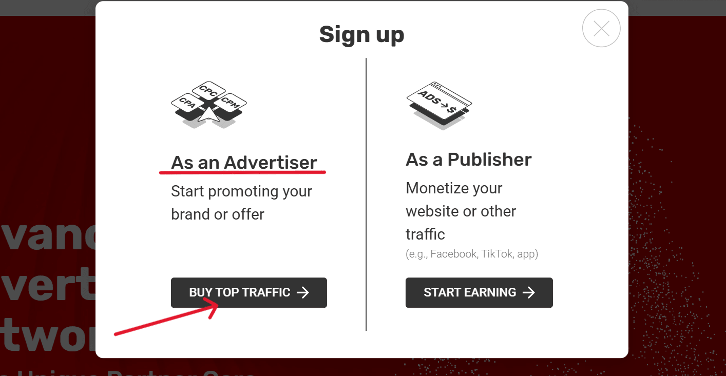 Sign Up As an Advertiser
